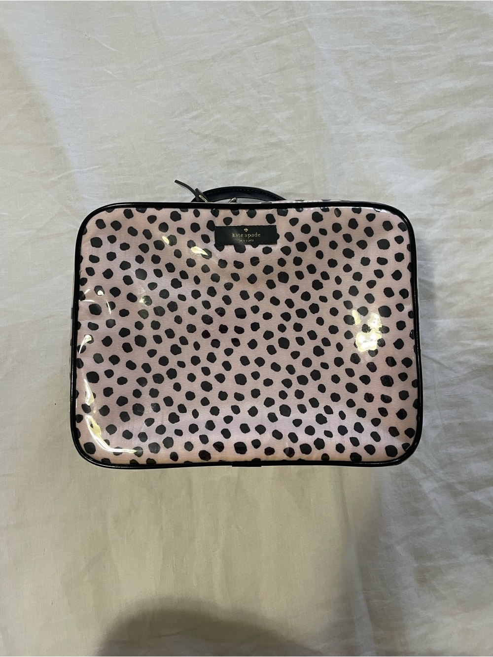 kate spade Pink and Black Spotted Cosmetic Case